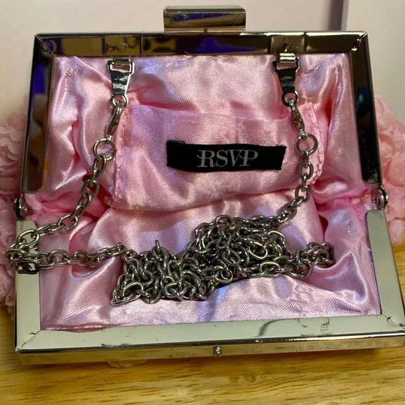 Vintage Pretty Delicate RSVP Pink Rose Flower Design Crossbody Purse - Picture 3 of 4